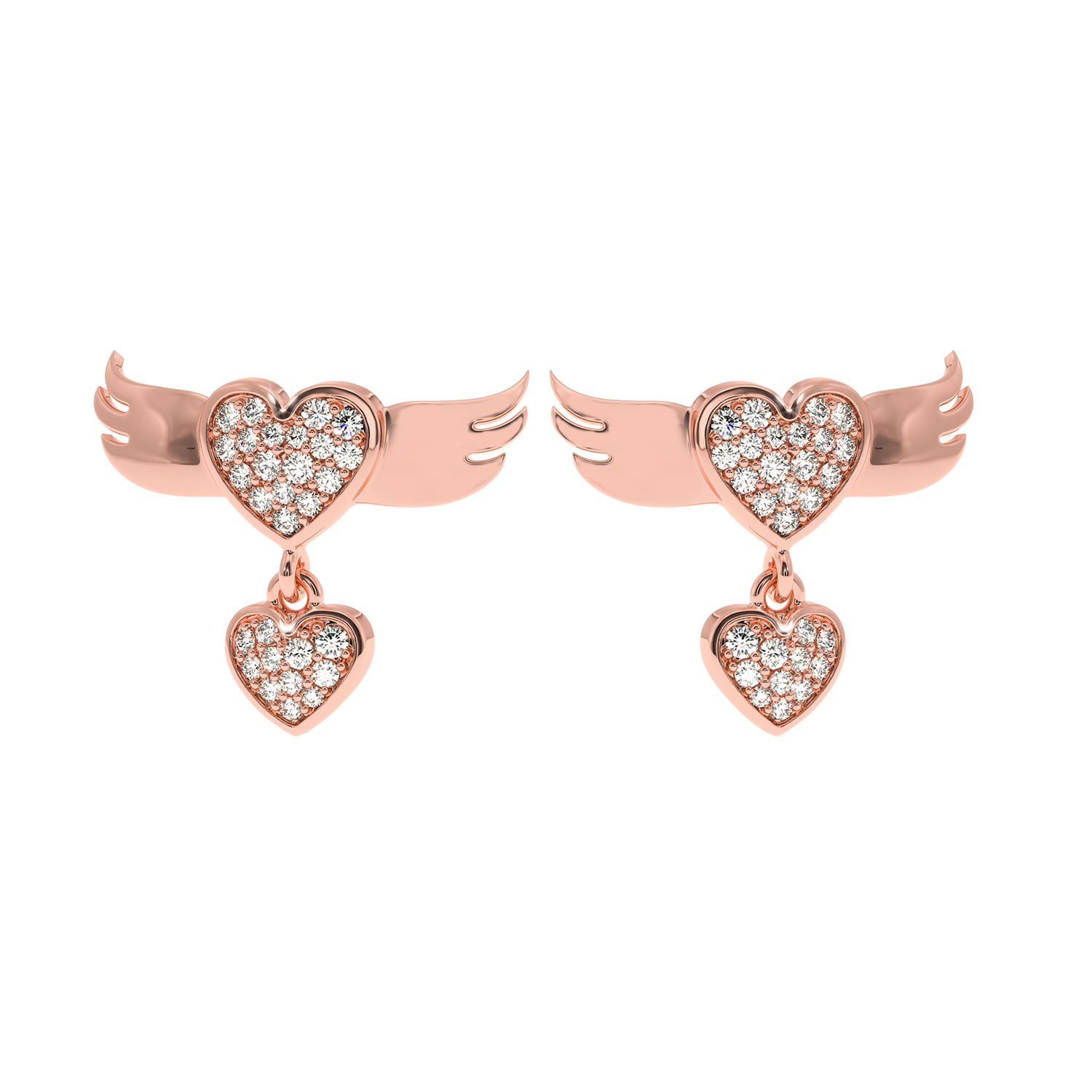 Buy Winged Heart Diamond Drop Earrings 0.35Ct| Solitairekart